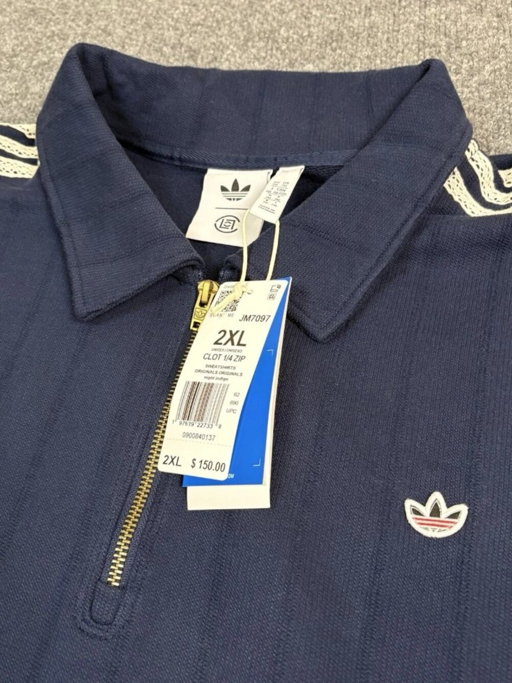 Adidas & Clot Edison Chen Crew Quater/Zip Sweatshirt Size XXL 2XL JM7097 - Picture 7 of 7